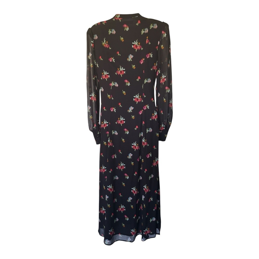 Hill House Cindra Midi Dress Black Ikat Floral Long Sleeve Excellent Size XS - Picture 5 of 10